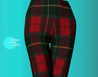 Plaid LEGGINGS Red TARTAN PLAID Yoga Leggings Womens Leggings Yoga Pants Printed Leggings Red Plaid Leggings for Women Designer Leggings