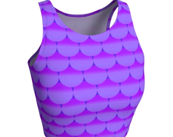 MERMAID CROP TOP Sexy Crop Tops for Women Purple Mermaid Fish Scale Crop Top Festival Fashion Rave Clothing Sexy Yoga Tops Womens Crop Top