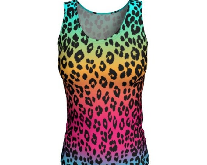 WOMENS TANK TOP Rainbow Ombre Cheetah Leopard Print Animal Print Tank Top Women's Clothing Work-Out Tank Top Running Tank Top Yoga Tank Top