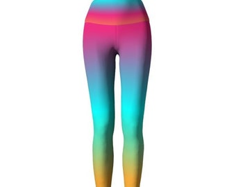 RAINBOW LEGGINGS Ombre Rainbow Colorful Fashion Tights WOMENS Yoga Leggings Yoga Pants for Women Printed Leggings Tribal Art Leggings