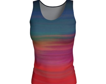 Rainbow Tank Top Pride Clothing Bright TANK TOP Women's Colorful Ombre Tank Top Rainbow Ombre Clothing Work Out Top Yoga Top Cycling Top