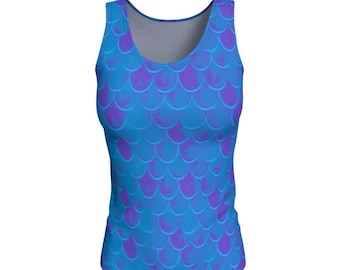 Mermaid Scale Tank Top: Blue Ariel Inspired Fitness Clothing