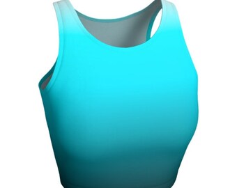 Blue Ombre Crop Top: Sleeveless Athletic Bralette