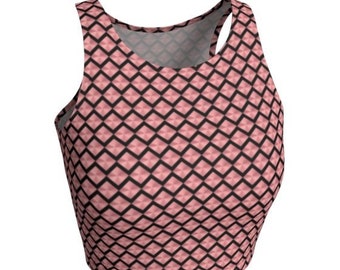 Pink and Black Crop TOP Women's Designer Crop Top Workout Clothing for Women Athletic CROP Top Pink Prism Festival Rave Clothing Yoga Top