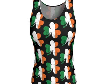 St. Patricks Day Tank TOP IRISH FLAG Shamrock Clover Tank Top Shirt St. Paddy's Day Clothing St. Patricks Day Shirt Womens Tank Top Shirt