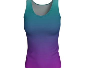 Ombre Fitted Tank Top: Sleeveless Jersey Scoop Neck