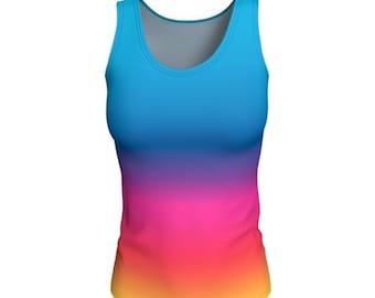 TANK TOP for WOMEN Tank Top Ombre Tank Top Jersey Tank Top Work Out Top Rave Tank Top Festival Tank Top Women's Yoga Top Athletic Tank top
