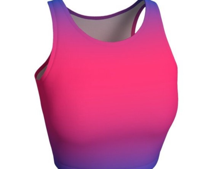 CROP TOP Women's Work Out Top Pink and Purple Ombre Top Dance Top Yoga Top Sexy Crop Top Rainbow Top Cycling Clothing for Women Sports Bra