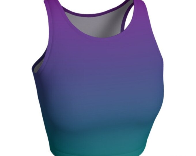 CROP TOP Women's Work Out Top  Purple Ombre Top Dance Top Yoga Top Sexy Crop Top Rainbow Top Cycling Clothing for Women Sports Bra Top