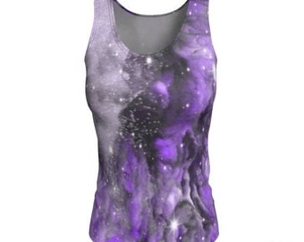 PURPLE GALAXY TOP Women's Sleeveless Tank Top Cosmic Rave Clothing Women's Workout Clothing Yoga Tank Top Fitness Clothing Running Tank Top