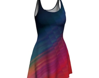 Rainbow Ombre Bodycon Dress: Fit & Flare Rave Festival Dress