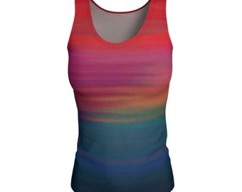 RAINBOW TANK TOP Women's Fitted Tank Top Workout Clothing for Women Yoga Top Womens Clothing Cross Fit Tank Top Cross Fit Top Fitness Shirts