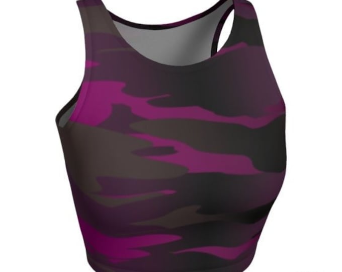 CAMOUFLAGE CROP TOP Womens Camouflage Print Athletic Crop Top Camo Crop Tops for Women Workout Clothing Activewear Cycling Tops Yoga Top