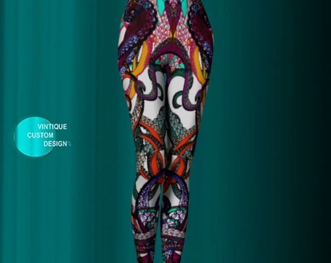 LEGGINGS OCTOPUS Tentacle Mythological KRAKEN Leggings Womens Leggings Yoga Leggings Cthulhu Squid Leggings Printed Leggings Art Leggings