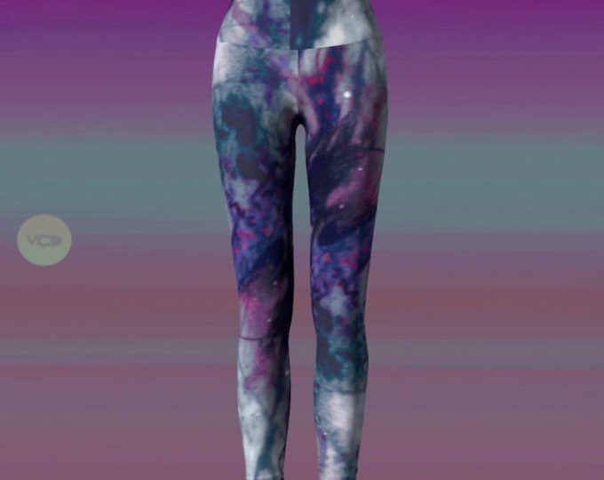 Painted Art LEGGINGS Womens Festival Fashion YOGA PANTS Galaxy Leggings for Women Yoga Leggings for Burning Man Paint Leggings Rave Leggings