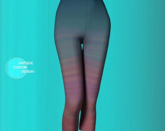 Rainbow Ombre Capri Leggings - High Waist Yoga Pants