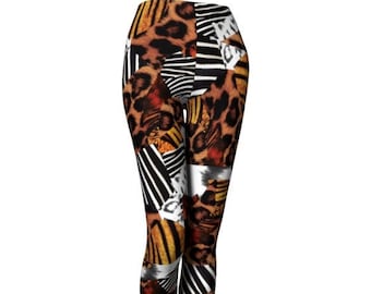 ANIMAL PRINT CAPRI Leggings Women's Leggings Safari Print Leggings Jungle Print Leggings Yoga Pants Womens Yoga Leggings Workout Capri Pants