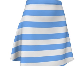 Blue and White Striped Skirt: Fitted or Flare, Summer Beachwear
