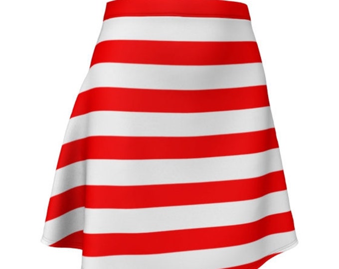 CANDY CANE SKIRT Red and White Striped Skirt Valentines Day Skirt Fitted or Flare Styles Designer Fashion Skirt for Women Christmas Clothing