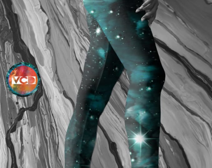 Emerald GALAXY LEGGINGS Green Yoga Pants Womens Leggings Star Leggings Space Leggings Sci-Fi Leggings WOMENS Yoga Pants Celestial Clothing