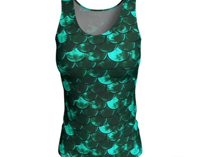 Green MERMAID TOP Women's Tank Top Mermaid Shirt for Women Disney's Ariel Mermaid Clothing Work-out Tank Top Yoga Tank Top Fitness Clothing