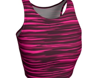 CROP TOP WOMENS Pink Sleeveless Athletic Cropped Top Workout Clothing Fitness Top Yoga Top Cycling Top Festival Fashion Sexy Festival Top