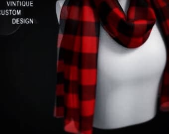 RED BUFFALO PLAID Scarf Buffalo Check Plaid Scarf Red Plaid Scarf for Womens Winter Fashion Accessories Christmas Gifts for Her Scarves