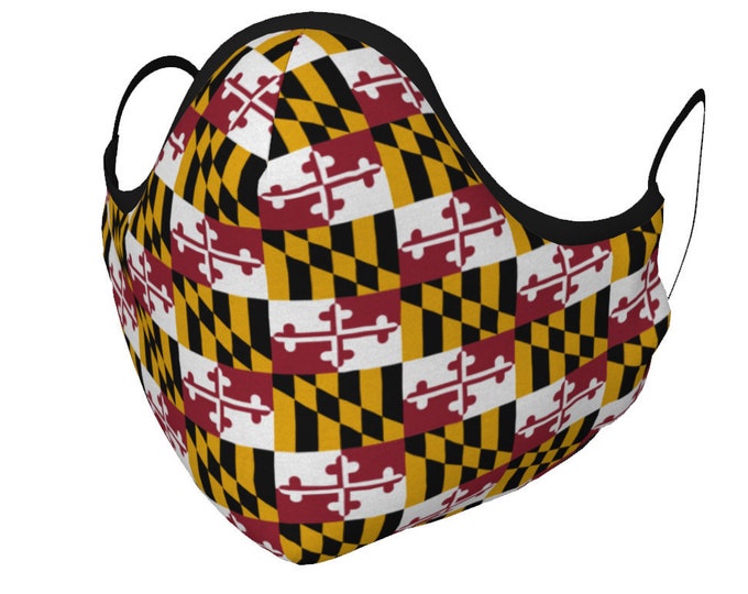 MARYLAND Flag MASK Face Mask Face Covering Maryland Flag Mask with PM 2.5 Filters Unisex Adult & Youth Sizes Maryland Flag Protective Mask