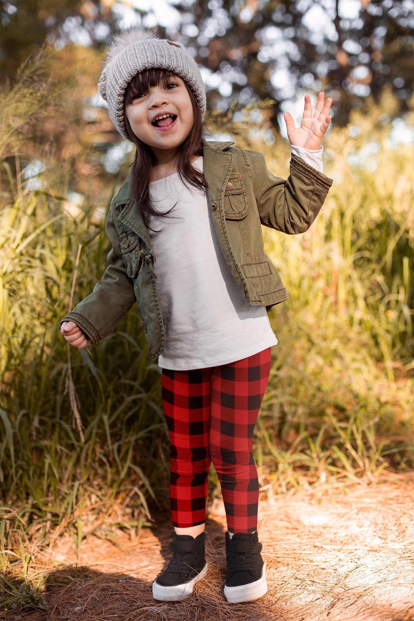 Red BUFFALO Plaid Leggings Christmas LEGGINGS Kids Leggings for