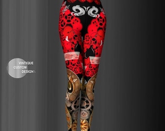 Steam Punk Leggings WOMENS Steampunk Leggings for Women Cyberpunk Leggings Futuristic Clothing Sexy Print Leggings Sexy Yoga Pants Womens