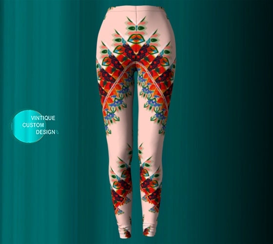 YOGA PANTS LEGGINGS Sexy Print Leggings Sexy Womens Leggings Festival  Leggings Burning Man Leggings Lotus Leggings Sacred Geometry Leggings