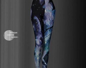 Galaxy DRAGON LEGGINGS Purple and Black Yoga Leggings Cosmic Galaxy Art Leggings Printed Leggings WOMENS Game of Thrones Inspired Leggings