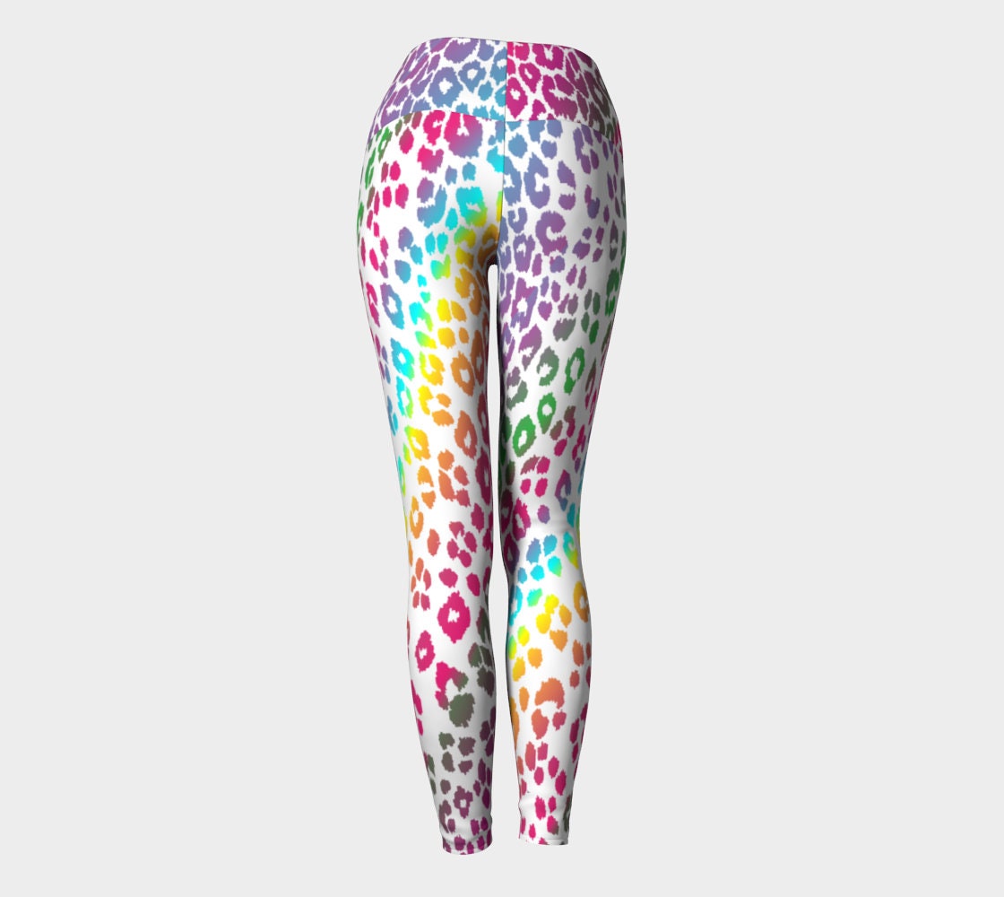 Leopard YOGA LEGGINGS Cheetah Print Leggings for WOMEN Yoga Pants Rainbow  Leggings Colorful Rave Leggings Festival Leggings Workout Pants