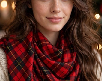 Red Tartan Plaid Scarf Silk or Polyester, Long & Square Scarf Christmas Scarves Christmas Plaid Scarf Christmas Gifts