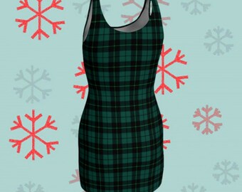 green plaid bodycon dress 100% Cotton Forest Green Plaid Mini Dress - All Dresses