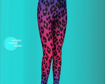 Girls Cheetah Print Leggings: Pink & Purple Kids Tights