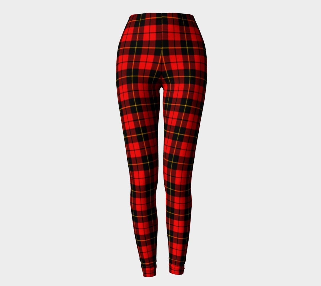 Red TARTAN PLAID LEGGINGS Womens Red Plaid Leggings Yoga Pants Yoga ...