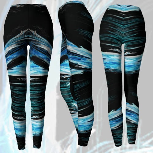 Printed leggings in black/blue