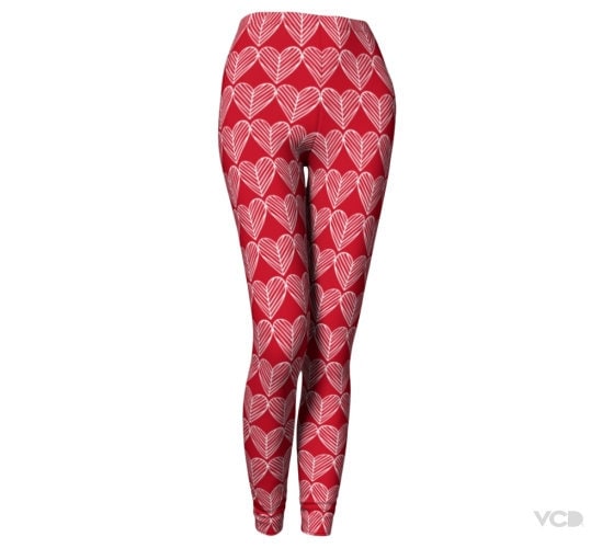 HEART LEGGINGS - Womens Leggings - VALENTINES Day Leggings - Yoga