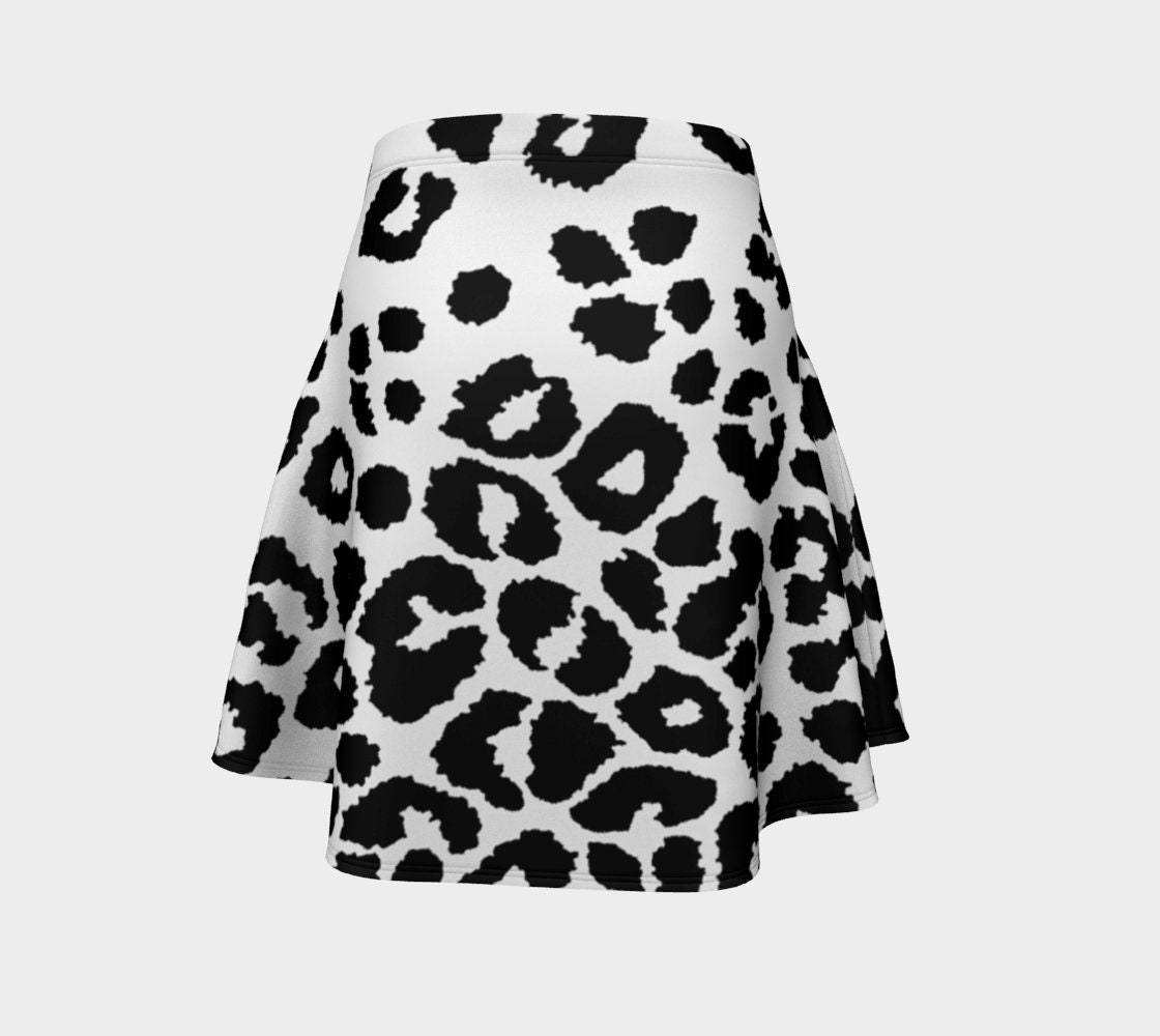 SNOW LEOPARD SKIRT Animal Print Skirt Black and White Cheetah Print ...
