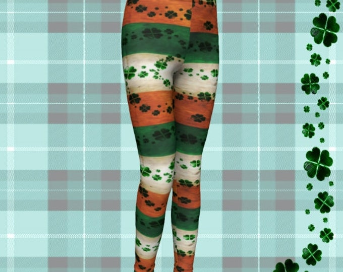 Saint Patricks Day LEGGINGS For Girls and Boys Clover Leggings Kids Shamrock Youth Leggings St Pattys Day IRISH FLAG Leggings Childrens