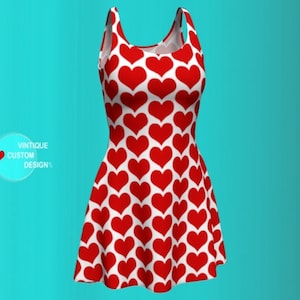 Red Heart Print Dress: Fit & Flare or Bodycon - Valentines Day