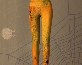 Spider Web Halloween Leggings: Printed Yoga Pants