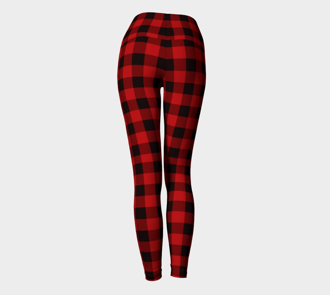 Red and Black BUFFALO Check PLAID LEGGINGS Yoga Leggings Buffalo Check ...