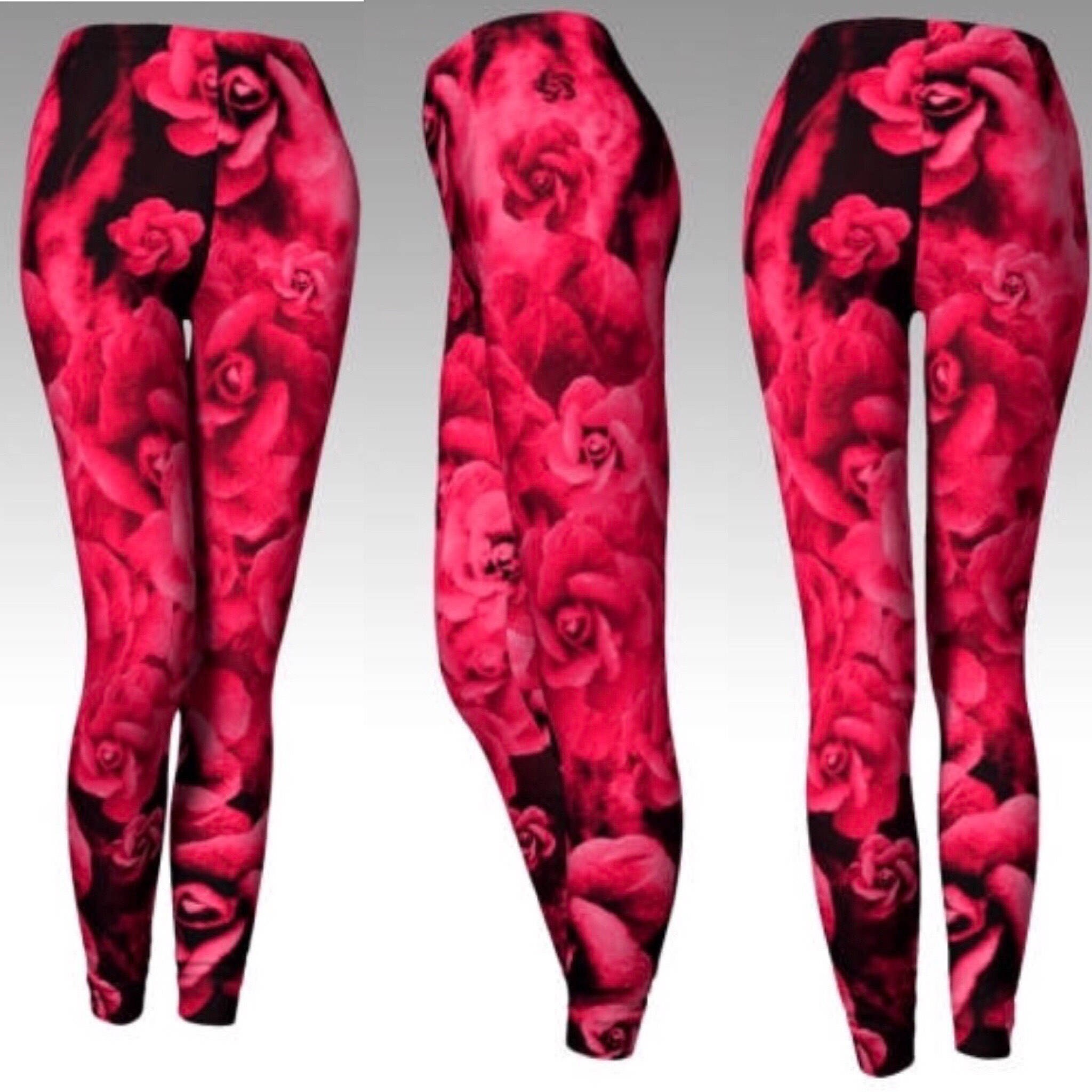 Red Rose LEGGINGS Sexy YOGA PANTS For Women Sexy Yoga Leggings