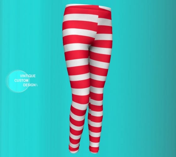 CANDY CANE LEGGINGS Christmas Leggings Red and White Striped Leggings ...