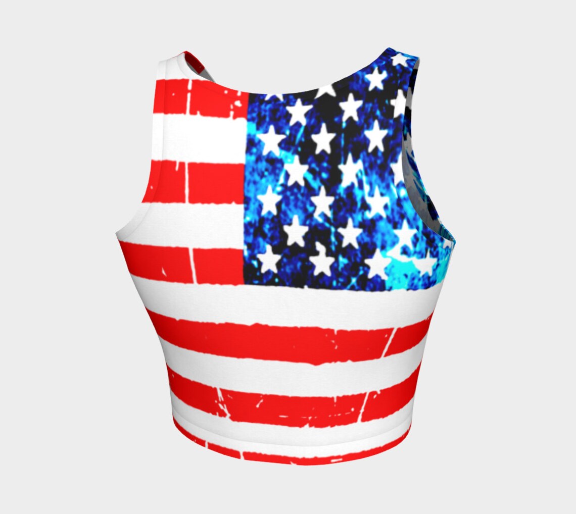 USA CROP TOP Womens American Flag Print Crop Top for Women Red Etsy