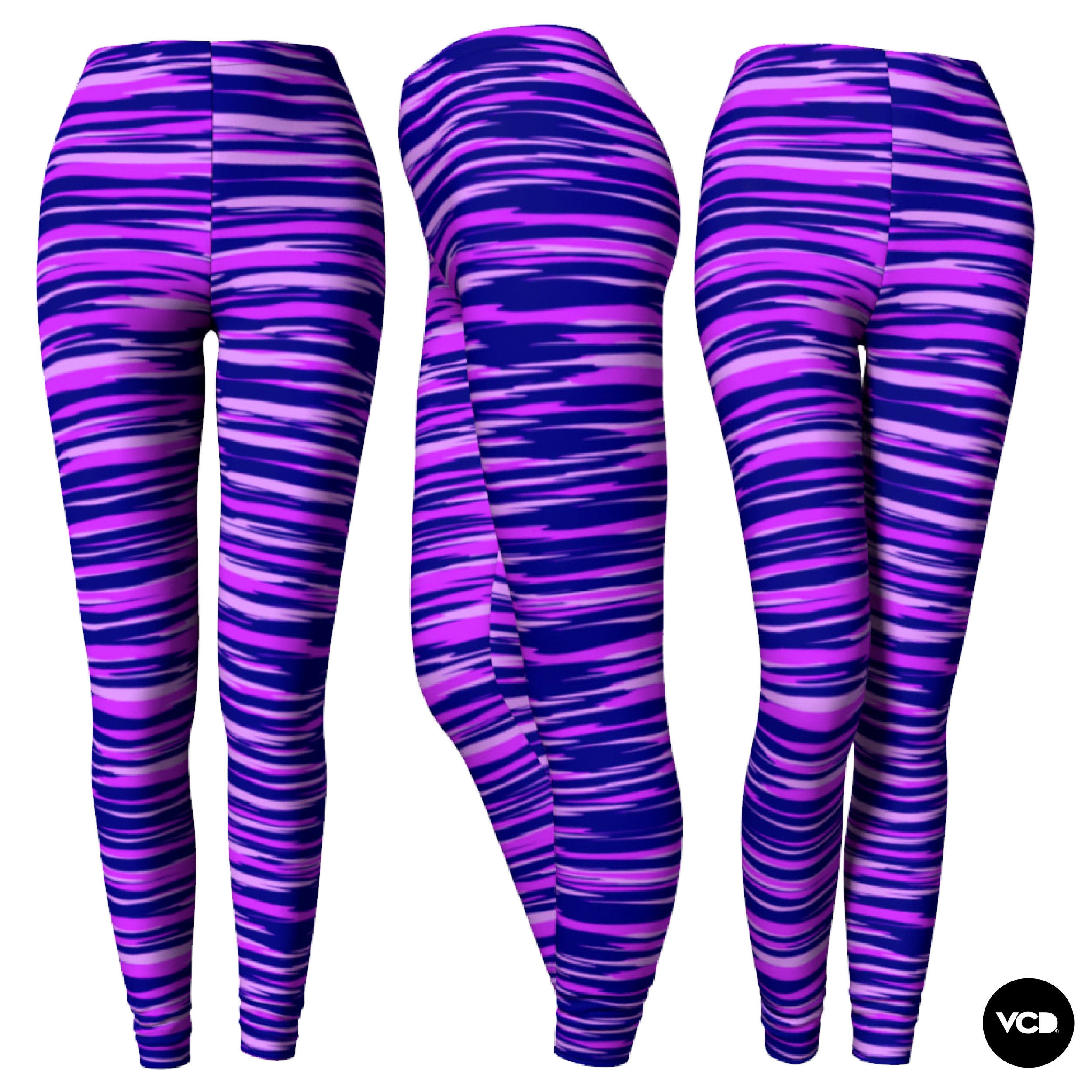 purple and white striped leggings