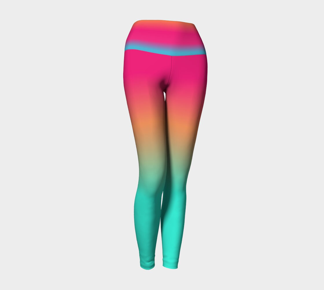 Yoga Leggings WOMENS Ombre Leggings Rainbow Leggings Neon Colorful ...