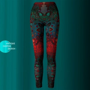 Womens Hibiscus Flower Leggings Printed Black Womens Workout Pants